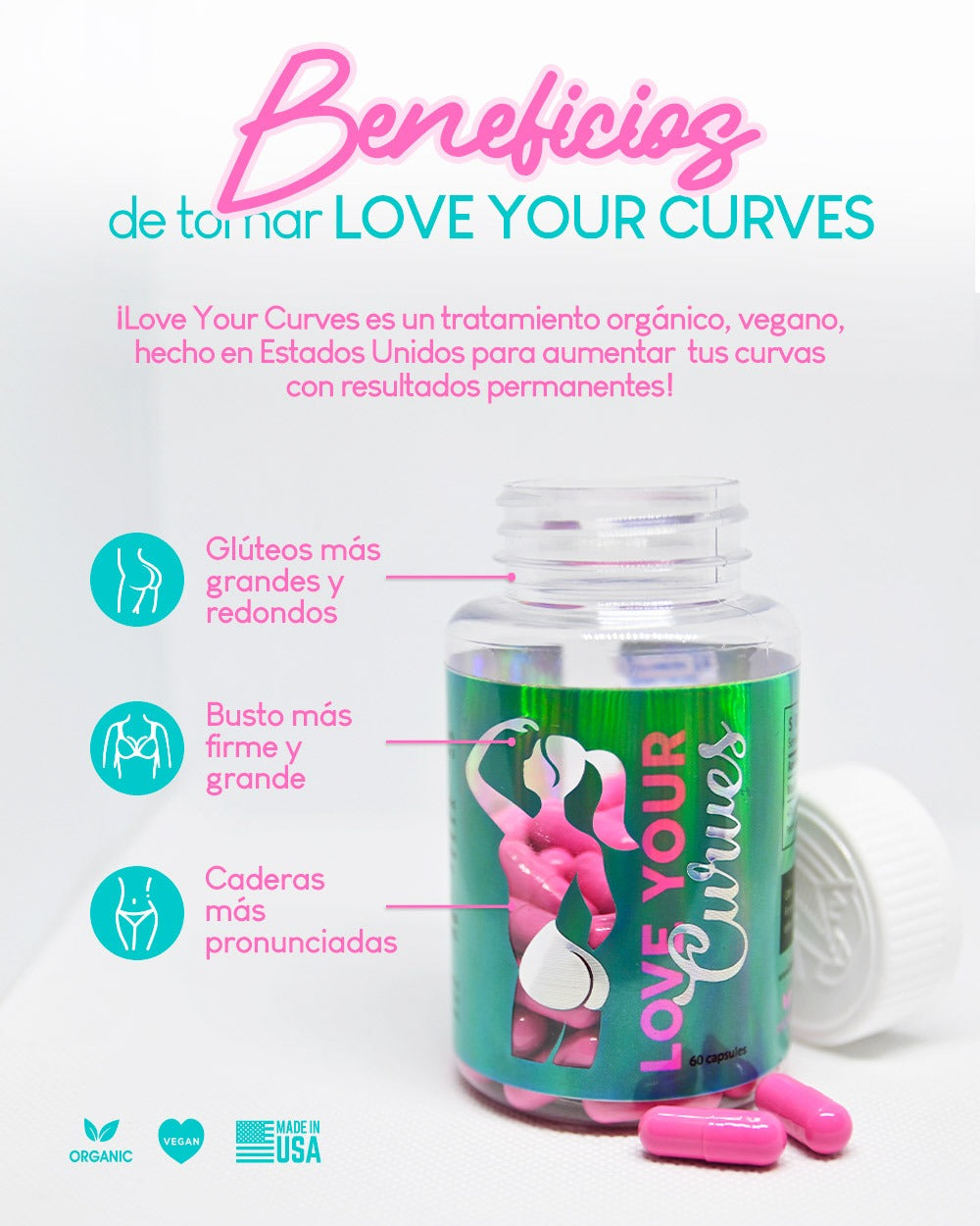 3 frascos de love your curves